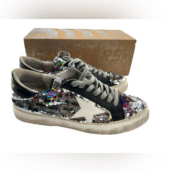 Golden goose may rainbow sequin flip low top sneakers  sz 40 - Picture 1 of 8